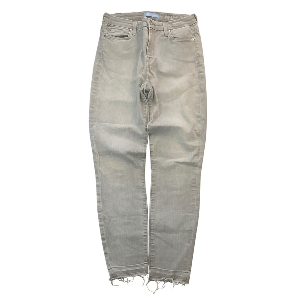 7 For All Mankind b(air) High Waist Ankle Skinny Jeans Grey Raw‎ Hem Size 27